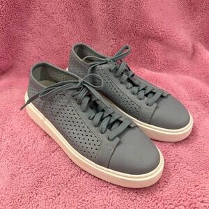 SANTONI BLUE LEATHER LOW TOP SNEAKERS HOLE DETAIL SIZE 39